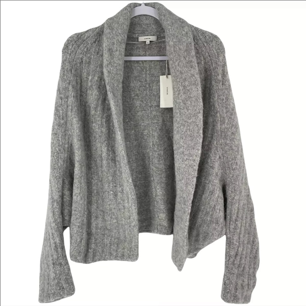 Vince Textured Alpaca Shawl Sweater Cardigan Dolman Sleeves Gray Size XL